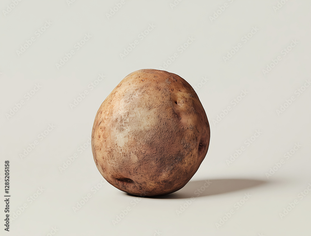 Fototapeta premium Single Russet Potato on White Background