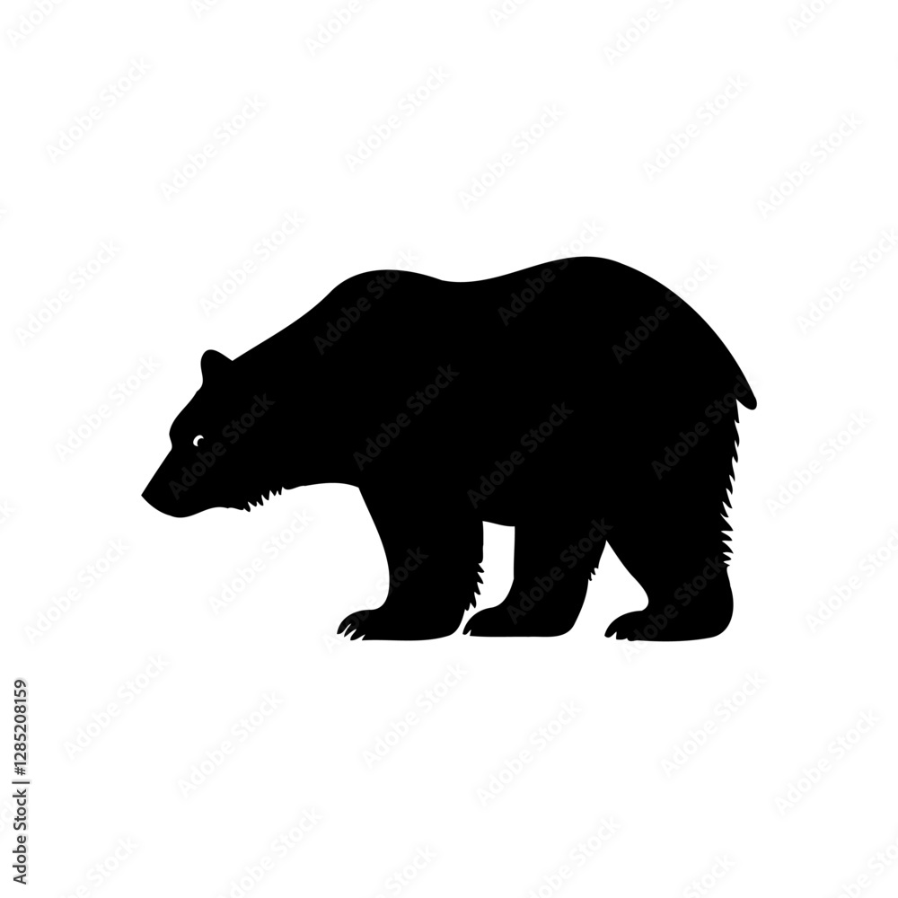 Fototapeta premium Powerful Bear Silhouette on a White Canvas