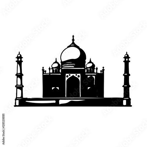 India's Majestic Palace Ink Sketch Illustration