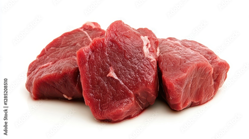 Fresh Raw Red Meat Cuts on White Background for Culinary Use Fresh Raw Red Meat Cuts on White Background for Culinary Use