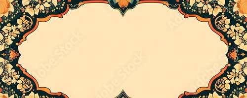 Ornamental floral frame design with elegant botanical elements in dark