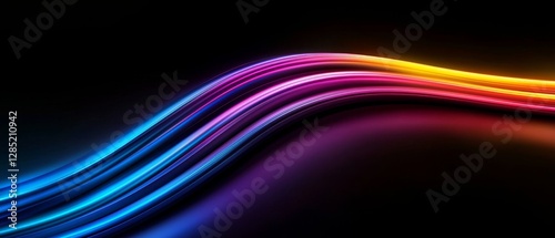 Flowing Light Streams Abstract Art Background with Dynamic Wave Curves and Elegant Gradient Colors Design Effect