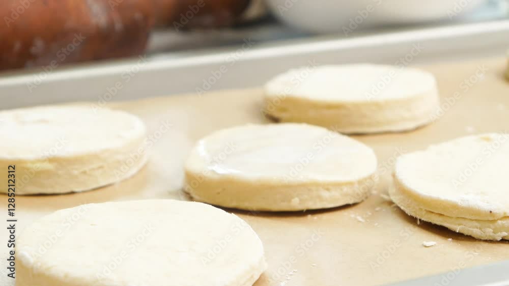 Baking some honey buttermilk biscuits for breakfast. Using flour, honey, butter, buttermilk and cream for freshly baked biscuits. Baking breakfast biscuits that are homemade for cozy mornings. Baking some honey buttermilk biscuits for breakfast. Using flour, honey, butter, buttermilk and cream for freshly baked biscuits. Baking breakfast biscuits that are homemade for cozy mornings.