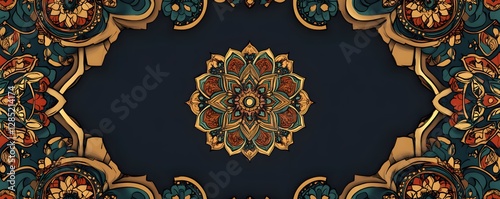Ornate floral patterned design with central medallion and borders