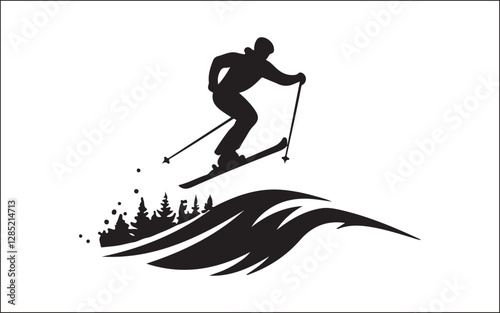 silhouette of snowboarder