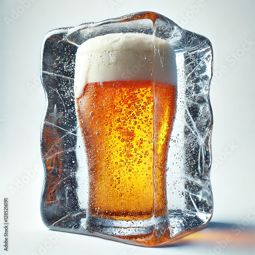 Frozen Beer Glass Encased in Ice Block

 photo