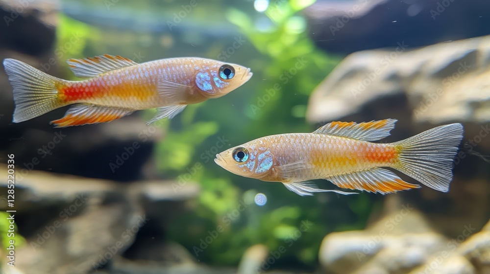 Two Sparkling Gourami Fish in Aquarium Two Sparkling Gourami Fish in Aquarium