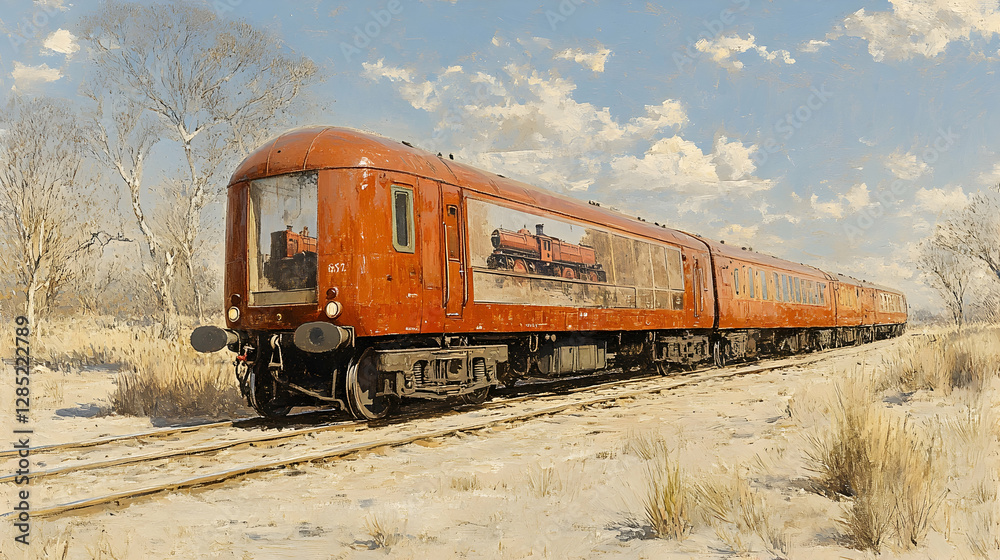 Rusty Red Train Through Australian Outback Rusty Red Train Through Australian Outback