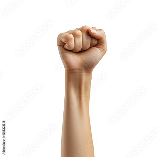 A Woman Raising Her Fist Isolated on Transparent Background