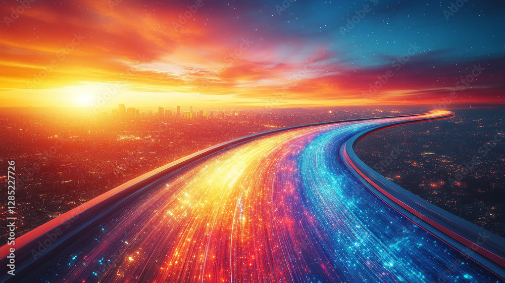 Abstract hyperspeed background symbolizing motion, energy, and futuristic concepts, with a dynamic flow of vibrant colors and patterns that evoke a sense of acceleration and technological advancement