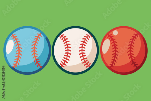 baseball Vector Art. Base Ball Silhouette Icon Soft Ball Tennis Illustration Character.