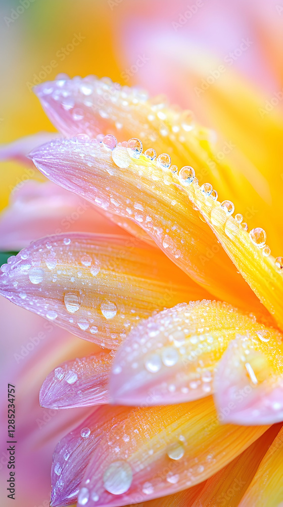 Fototapeta premium Dew-kissed flower petals, garden background, nature beauty, website design