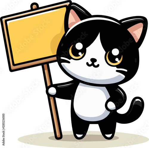 cute cat with blank sign