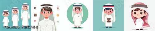 vector boy wearing traditional arabic clothes