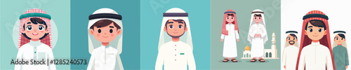 vector boy wearing traditional arabic clothes