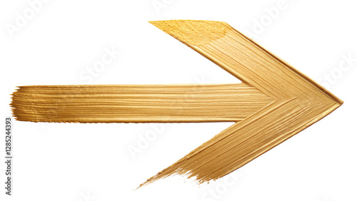 golden brush stroke arrow, Hand draw gold curved arrow pointing texture clipart isolated