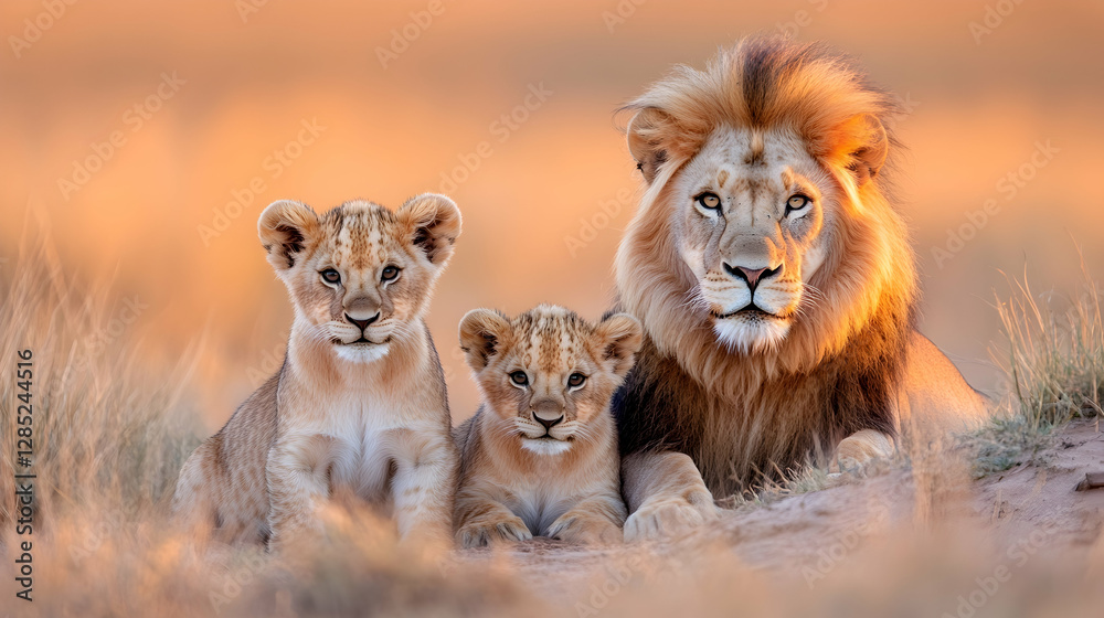 Obraz premium Lion pride sunset savanna family portrait wildlife