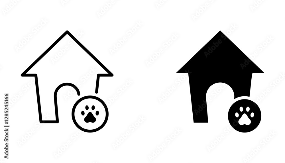 Pet house icon set, dog house symbol isolated on white background Pet house icon set, dog house symbol isolated on white background