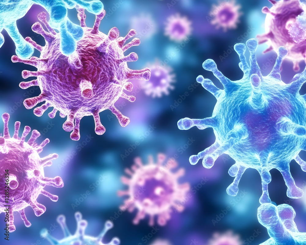 Obraz premium Microscopic Virus Close-up, Science Background (1)