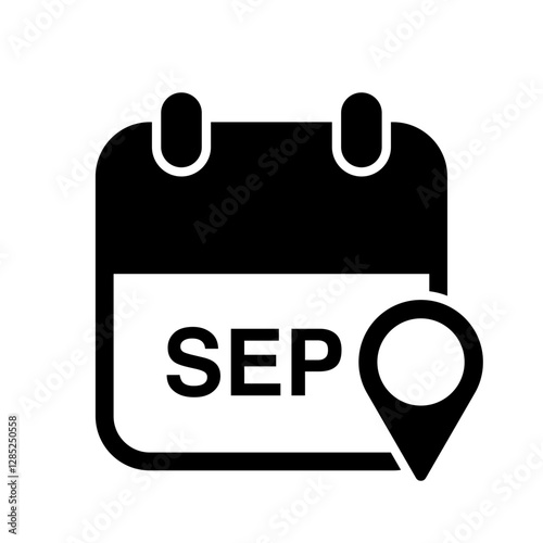 september calendar icon isolated on transparent background