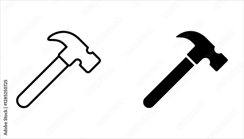 Hammer icon set. Hammer black silhouette vector on white background Hammer icon set. Hammer black silhouette vector on white background