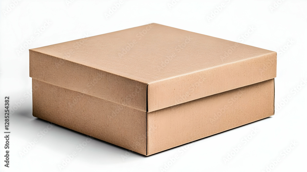 Square Cardboard Box on White Background Square Cardboard Box on White Background