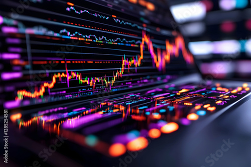 Wallpaper Mural Stock market data on laptop screen at night Torontodigital.ca