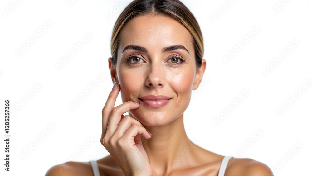 Happy Women's Day: Woman Smiling with Her Flawless Glow Skin.advertisement, banner, card,copy text space,birthday party invite invitation. Happy Women's Day: Woman Smiling with Her Flawless Glow Skin.advertisement, banner, card,copy text space,birthday party invite invitation.