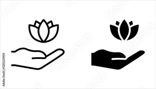 Set of lotus flower icons vector on white background. Can be used web and mobile for yoga meditation