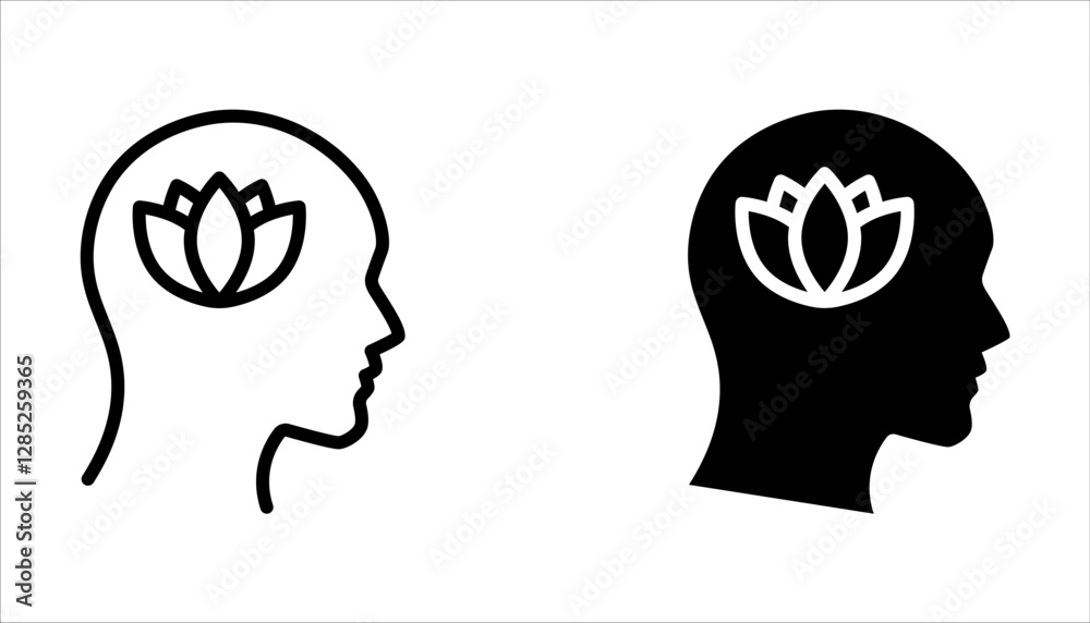 Set of lotus flower icons vector on white background. Can be used web and mobile for yoga meditation