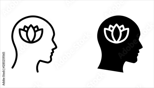 Set of lotus flower icons vector on white background. Can be used web and mobile for yoga meditation