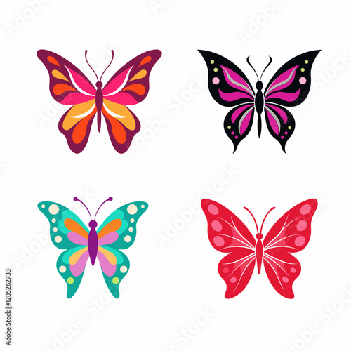 vector silhouette of patterned colored butterfly 