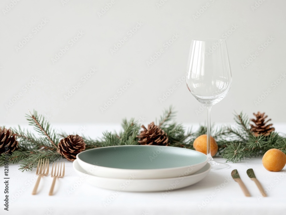 Scandinavian Holiday Table Styling Evergreen Garland and Sleek Ceramics with Minimalist Aesthetic Elevating Event Decor for Premium Dining Experiences Scandinavian Holiday Table Styling Evergreen Garland and Sleek Ceramics with Minimalist Aesthetic Elevating Event Decor for Premium Dining Experiences