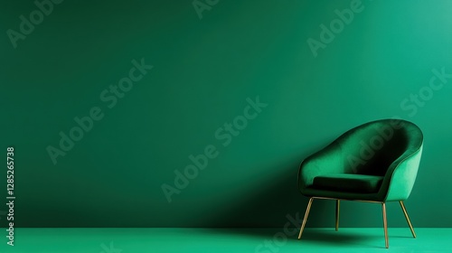 Emerald Green Color Drenching Monochrome Living Room with Metallic Accents for Modern Interior Design and Lifestyle Trends in Home Makeovers