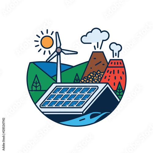 2d vector environment Collection Solar Panel icon Symbolizing clean and renewable solar energy.

