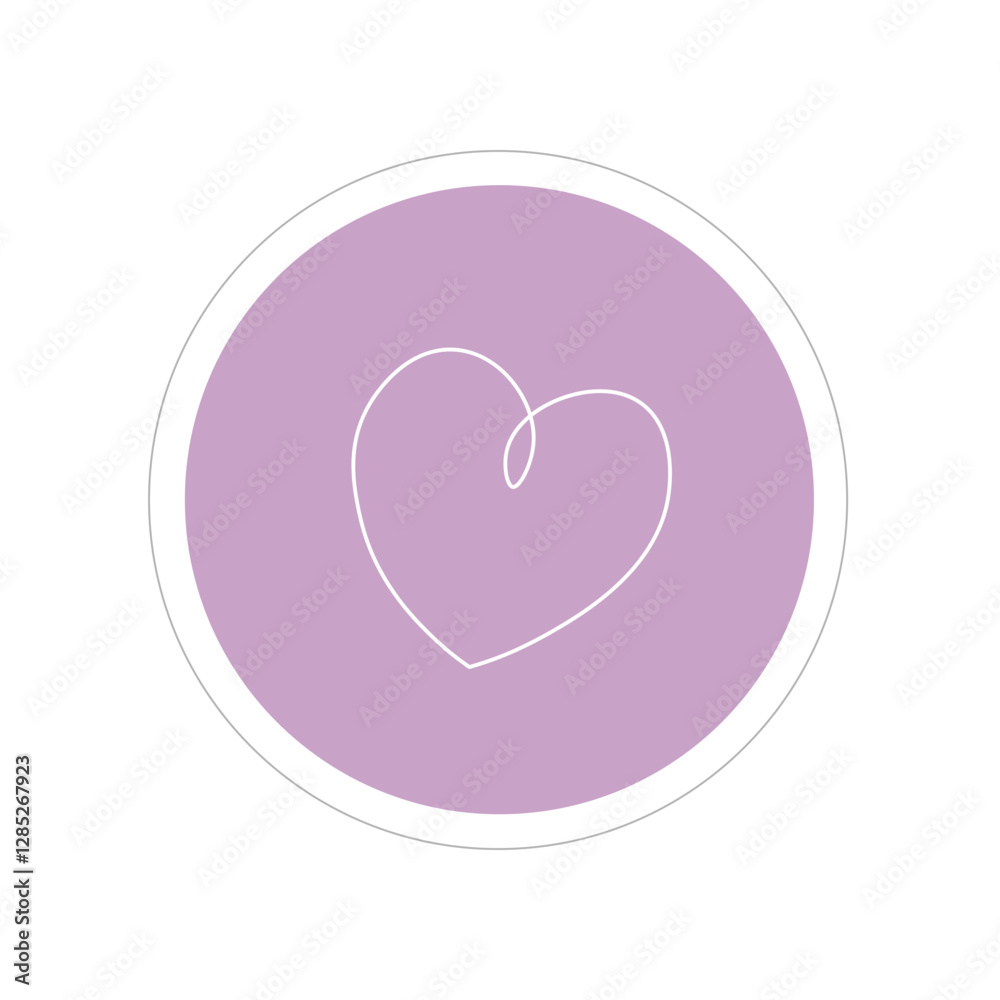 Heart shaped in a purple circle vector illustration Heart shaped in a purple circle vector illustration