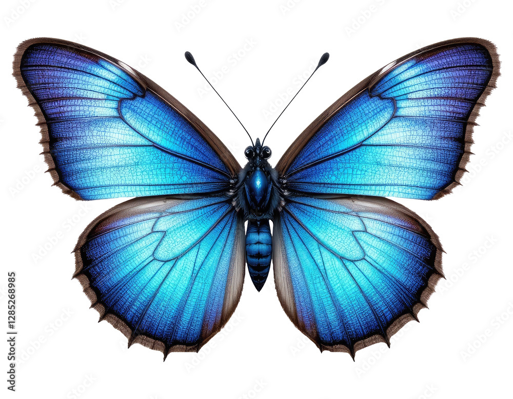 Obraz premium Beautiful Blue Butterfly Isolated on Transparent PNG Background.