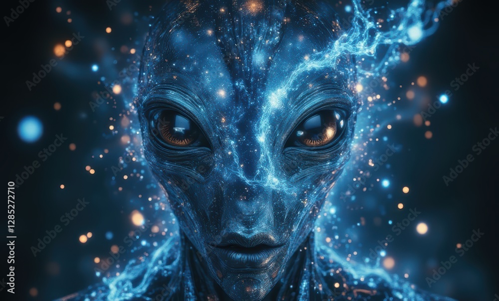 Alien being with glowing features Alien being with glowing features