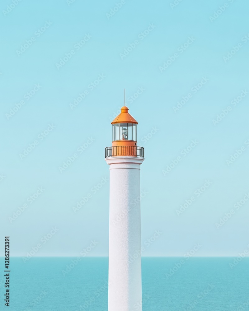 Minimalist Coastal Lighthouse on Clear Horizon Sleek Navigation Design for Modern Maritime Safety and Digital Visuals in Navigation Industries Minimalist Coastal Lighthouse on Clear Horizon Sleek Navigation Design for Modern Maritime Safety and Digital Visuals in Navigation Industries