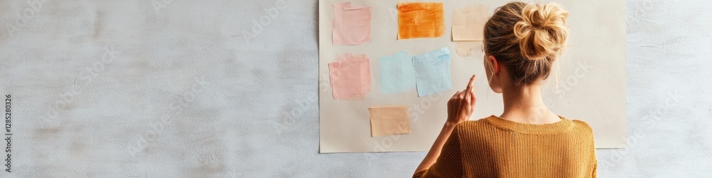 Fototapeta premium Contemporary Team Building Creative Brainstorming with Textured Task Board in Collaborative Office Setting - Strategic Business Planning for Dynamic Workspaces