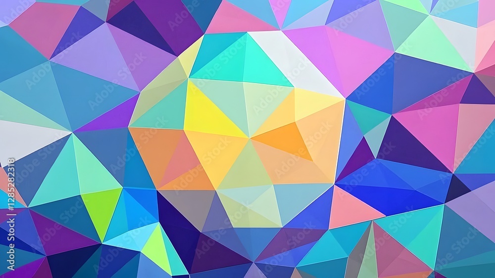 Fototapeta premium Low Poly Designs: Craft backgrounds using low poly art, featuring faceted geometric shapes in a spectrum of colors to create a modern, three-dimensional effect.