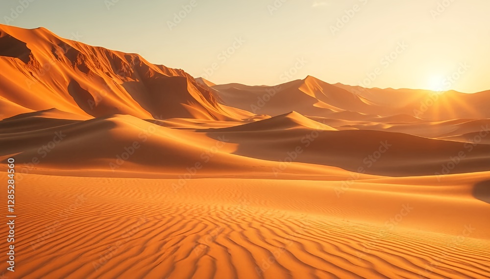Majestic Desert Dunes at Sunset – Golden Sands and Serene Landscape