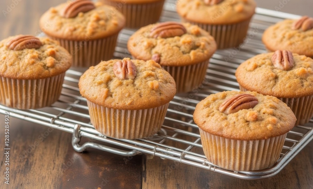 Freshly baked pecan muffins Freshly baked pecan muffins