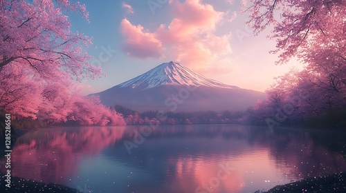 Cherry blossom season viewing at mount fuji japan scenic landscape
