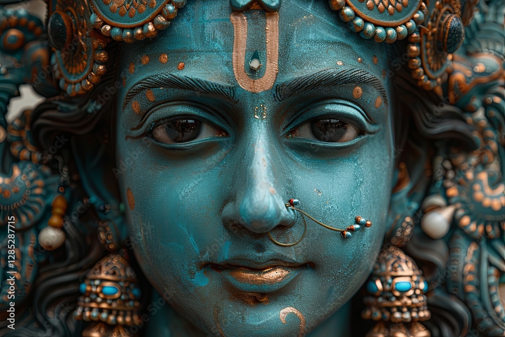 Intricate Idol Of Ram With Turquoise Details Intricate Idol Of Ram With Turquoise Details