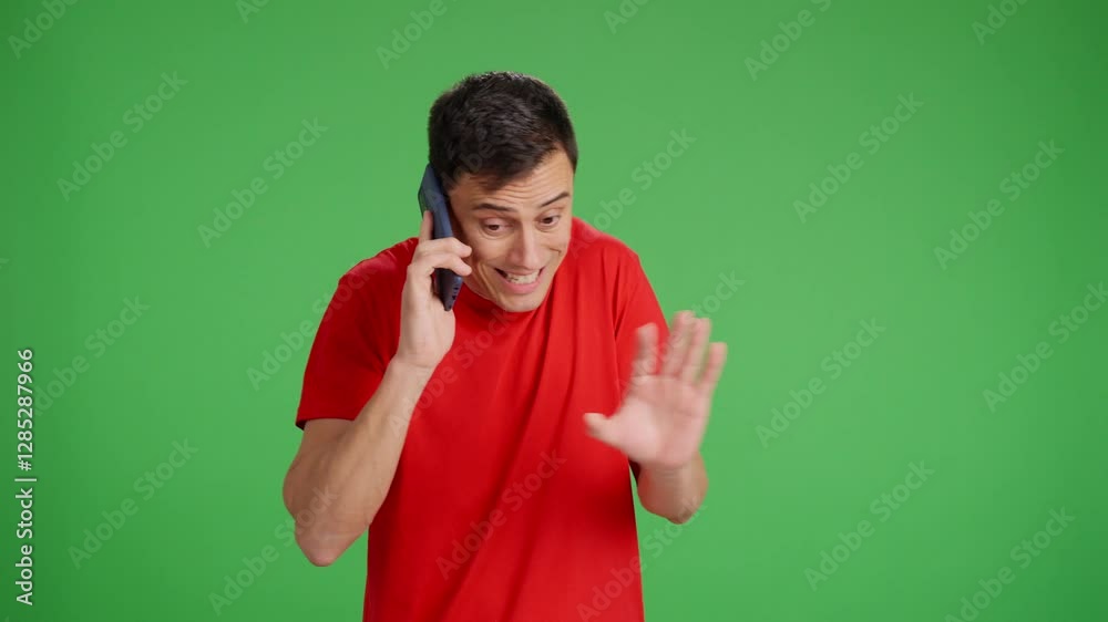 Man talking on the phone in a hurry Man talking on the phone in a hurry