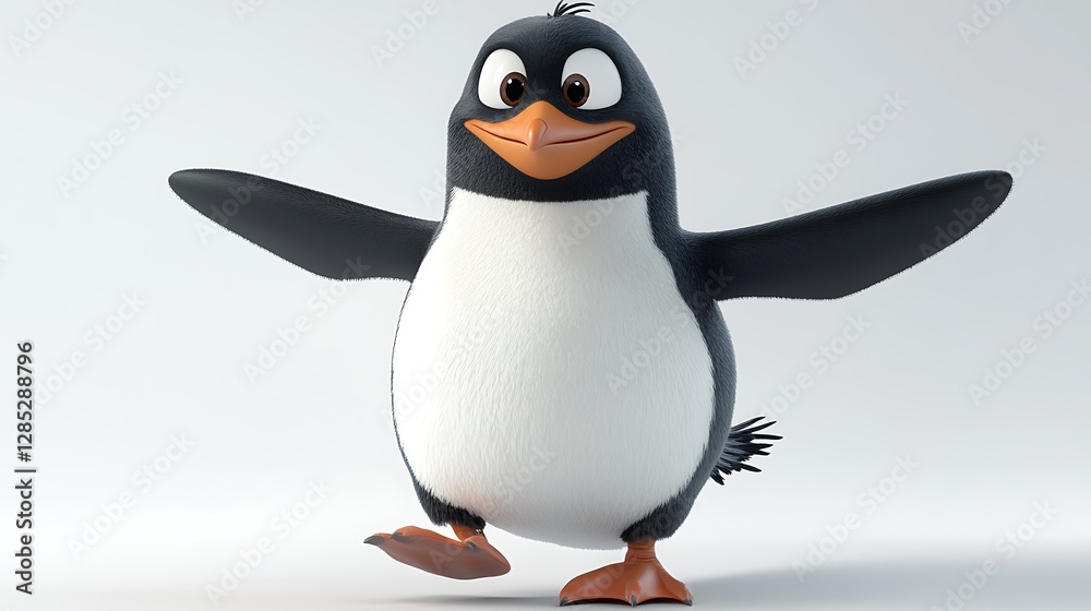 Obraz premium Playful penguin character dancing cartoon style fun background animation