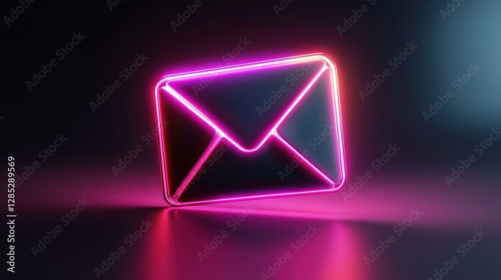 Neon envelope glowing against a dark background, symbolizing digital communication and connection (1) Neon envelope glowing against a dark background, symbolizing digital communication and connection (1)