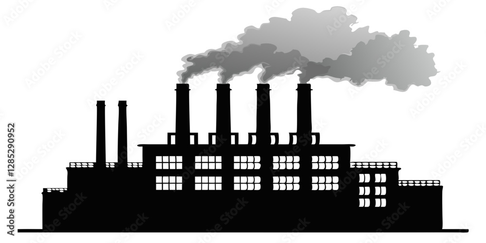 Obraz premium Premium Vector | A black and white image of a factory with smoke coming out of itFreepik Polluted Pathways Factory Air Pollution Vector Logo Ensemble Smog Signals Vector Graphics and Icon | Premium