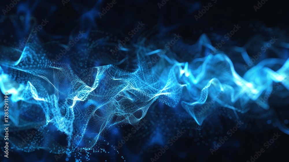 Abstract Blue Particle Waves Background Image Abstract Blue Particle Waves Background Image